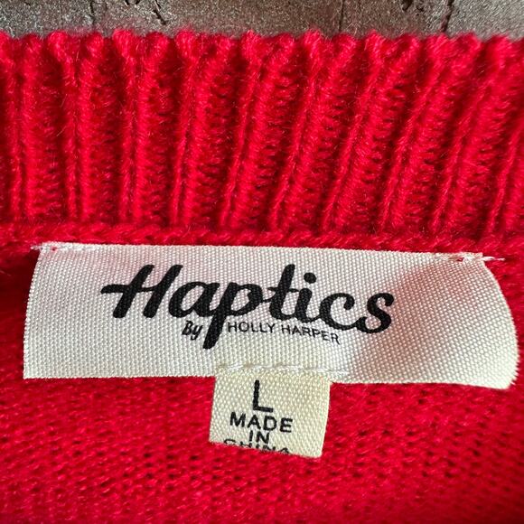 Haptics by Holly Harper Women's Red Ugly Crew Neck Pullover Sweaters Size Large - Picture 3 of 3